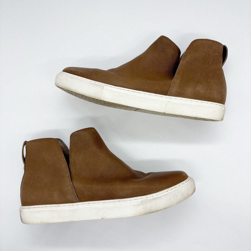 Birdies Falcon Slip On Hidden Wedge Sneaker‎ Ankle Boot Size 12 Brown Leather